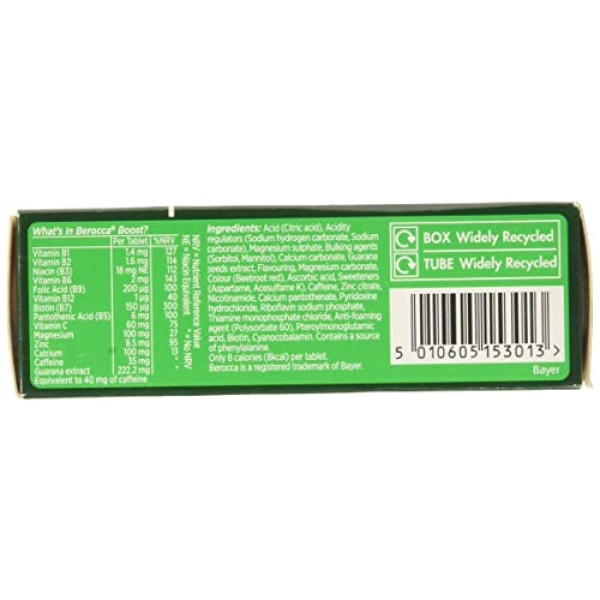 Berocca Boost Effervescent Tablets with Guarana, Caffeine and Vitamin B12, Also Contains Vitamin C and Magnesium, 1 Pack of 20-3 Weeks Supply - Image 2