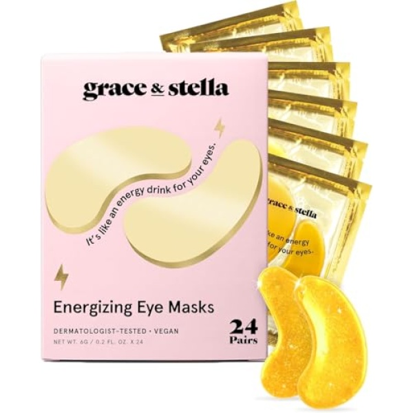 Under Eye Mask - Reduce Dark Circles, Puffy Eyes, Undereye Bags, Wrinkles - Gel Under Eye Patches, Vegan Cruelty-Free Self Care by grace and stella (24 Pairs, Gold) - Image 4