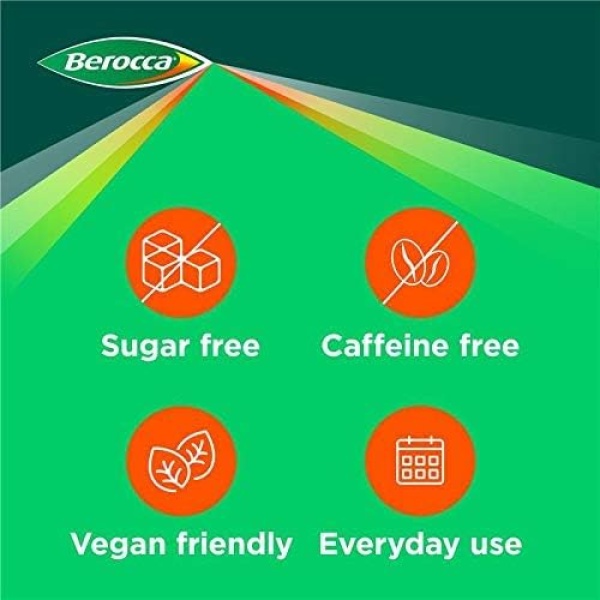 Berocca Vitamin C Effervescent Tablets, with Magnesium, Vitamin B12 & Vitamin B Complex, Orange Flavour, 1 Pack of 45 Tablets - 6 Weeks Supply - Image 3