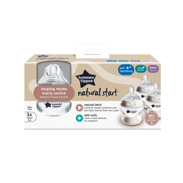Tommee Tippee Baby Bottles, Natural Start Anti-Colic Baby Bottle with Slow Flow Breast-Like Teat, 150ml, 0m+, Self-Sterilising, Baby Feeding Essentials, Pack of 3 - Image 9