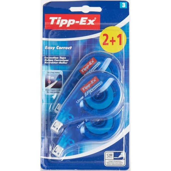 Tipp-Ex Extra Long - Easy To Correct - Tear-Resistant Correction Tape - Polyester Film - Value Pack, (Box of 2 + 1 Free),Blue - Image 3