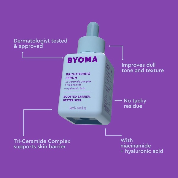 BYOMA Brightening Serum (30ml) Brightening and Hydrating Face Serum with Hyaluronic Acid, Niacinamide and Ceramides - For Glowing and Radiant Skin - Image 7