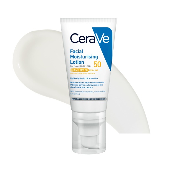 CeraVe AM Facial Moisturising Lotion SPF 50 Normal To Dry Skin 52ml With UV Protection And 3 Essential Ceramides - Image 1