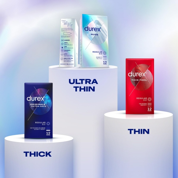 Durex Nude, Ultra Thin, 30 Condoms, Regular Fit, With Silicone Lube, Easy on Shape, Teat Ended, Our Thinnest Condom Yet, Transparent Natural Latex Condoms, Trusted Durex Protection - Image 4