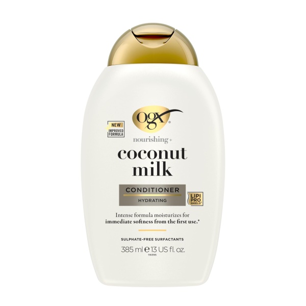 OGX Coconut Milk Nourishing Hair Conditioner, Adds Hydration, for Dry Hair, Sulfate Free Surfactants, 385ml - Image 1