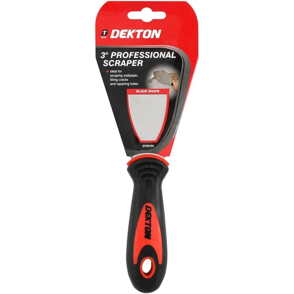 Dekton 3" Professional Scraper - Heavy Duty Stainless Sturdy Steel Blade| Ergonomic Rubber Grip Handle for Comfort| 3" Blade| Ideal for Scraping Wallpaper, Filling Cracks and Repairing Holes| Durable - Image 1