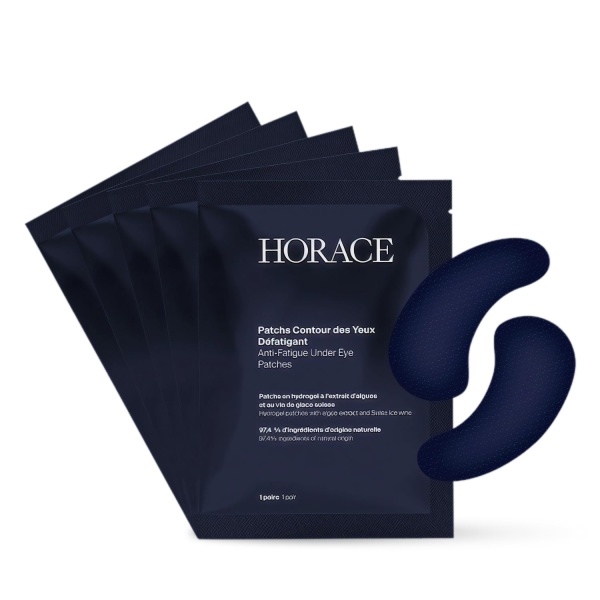 HORACE Anti-Fatigue Under-Eye Patches for Men - Dark Circle and Puffiness Reduction - Moisturising & Refreshing Hydrogel Treatment - Vegan and Silicon-free Skincare - Unscented, Pack of 5 Pairs - Image 1
