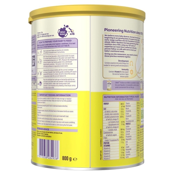 SMA Follow-on Baby Milk Powder Formula , 6-12 Months , 800 g (Pack of 1) - Image 2