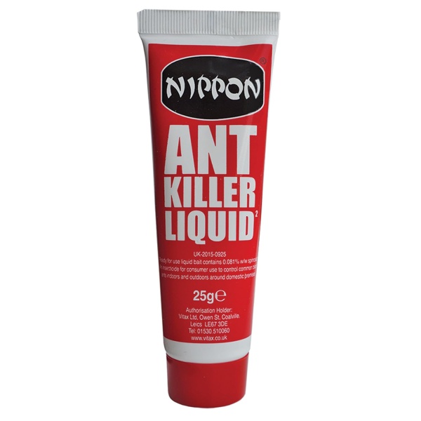 Nippon Ant Killer Liquid Insect Control, Suitable For Use Indoors And Outdoors, Kills Ants & Their Entire Colony, Usable With Bait Station Or Standalone - 25G - Image 1
