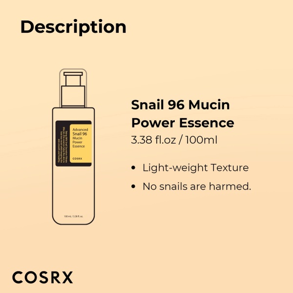 COSRX Advanced Snail 96 Mucin Power Essence 100ml, Skin Repair & Hydrating Serum, Snail Secretion Filtrate 96% & Hyaluronic acid, Korean Skincare, Animal testing free - Image 2