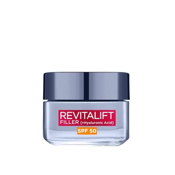 L’Oréal Paris Revitalift Filler Deep Replumping Anti-Ageing SPF50 Cream, UV Protection, Moisturising, Intensely Hydrates and Smooth Wrinkles with Macro, Micro and Micro-Epidermic Hyaluronic Acid, 50ml - Image 1
