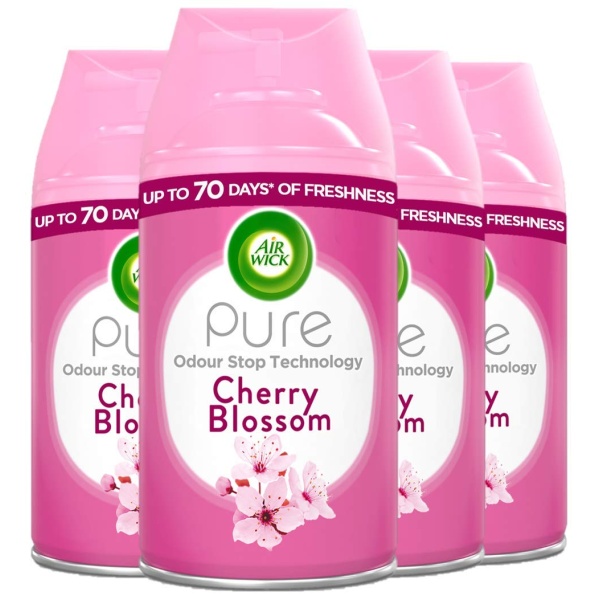 Air Wick Automatic Air Freshener Freshmatic Spray Refills, Cherry Blossom, Pack 4 x 250ml, Natural Essential Oils, Last up to 280 days, Air freshener - Image 1