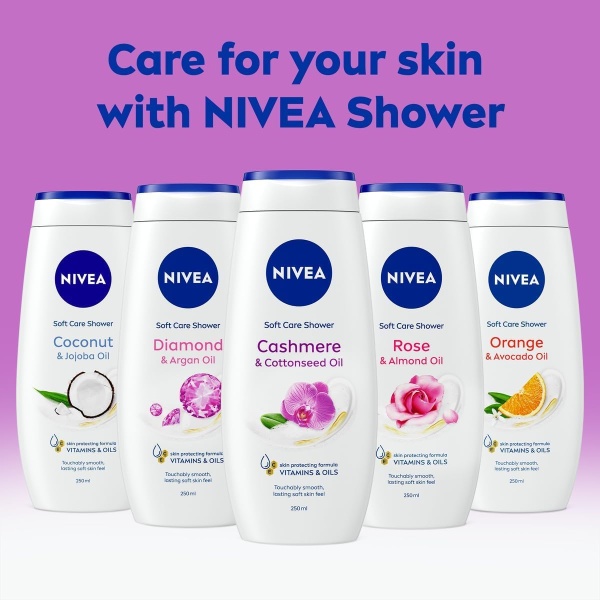 Nivea Cashmere & Cotton Oil Shower Gel (250ml), Body Wash with Vitamin C, E, and Precious Oils, Protects Skin from Drying Out and Leaves it Touchably Smooth - Image 2