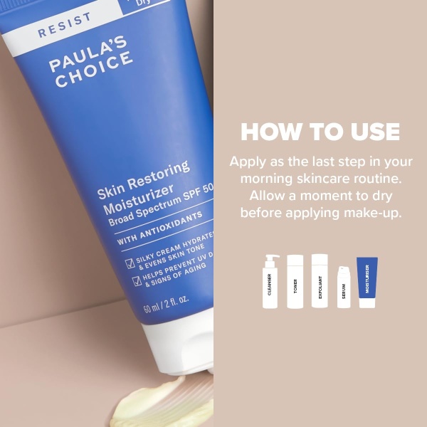 Paula's Choice RESIST Anti Aging Skin Restoring Moisturiser SPF 50 - Hydrates Dry Skin - Protects from Sun Damage - Reduces Brown Spots - with Shea Butter & Niacinamide - Normal to Dry Skin - 60 ml - Image 4