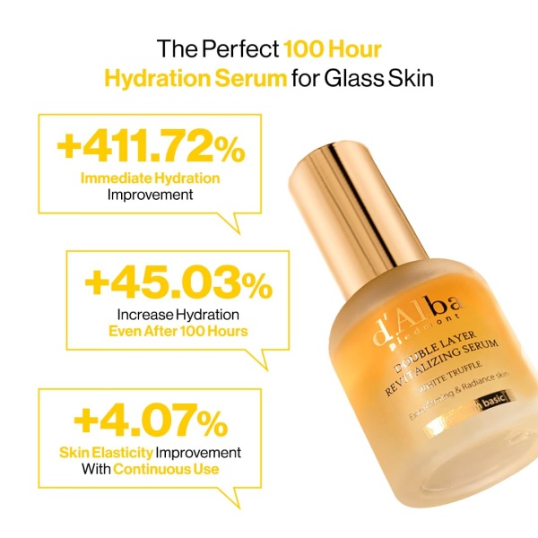 d'Alba Italian White Truffle Double Layer Revitalizing Serum, 100hr hydration serum, 2 in 1 double solution serum, glow and long-lasting moisture serum, Korean Skincare - Image 4