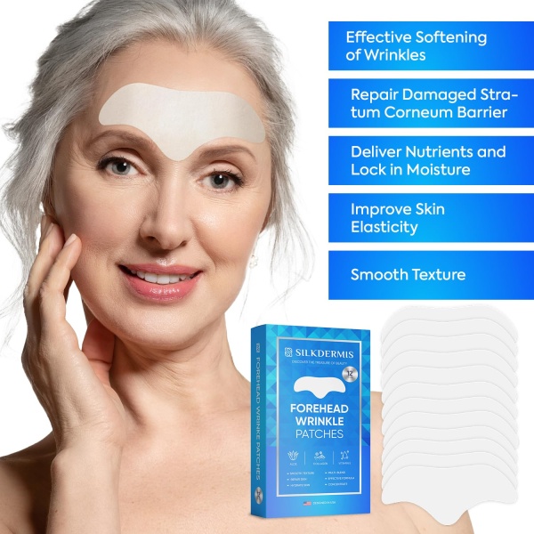 SILKDERMIS Forehead Wrinkle Patches, Moisturising Anti-Ageing Treatment, 12 Pcs - Image 8