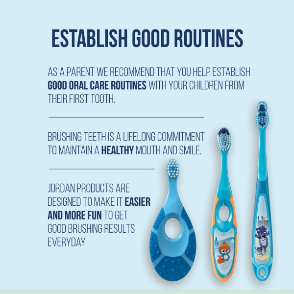 Jordan® | Step 2 Toothbrush for Children | Toothbrush for Ages 3 to 5 Years | Soft Bristles, Double Ergonomic Handle and BPA Free | Colour Blue and Green | Pack of 4 - Image 3