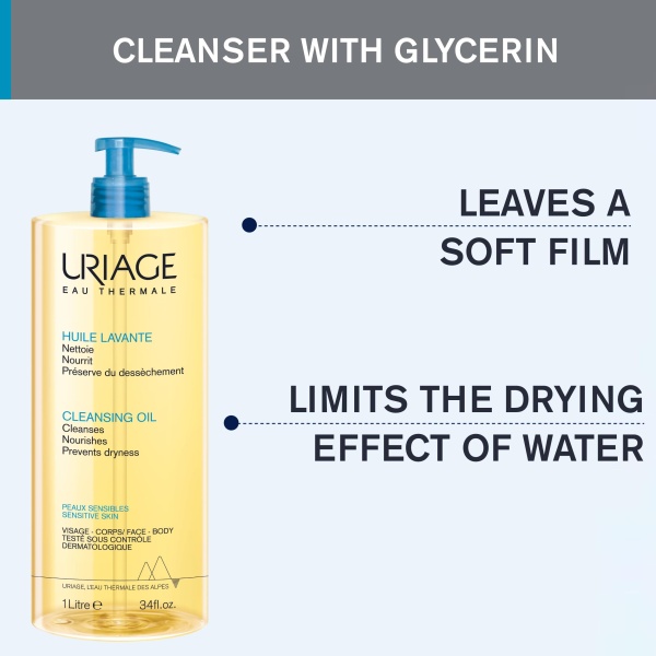 Uriage Cleansing Oil 1L - Body & Face - Sensitive Skin - Cleanses, Nourishes, Prevents Dryness - With Gentle Superfatting Agents Leaving a Soft, Protective Film On the Skin - Image 5