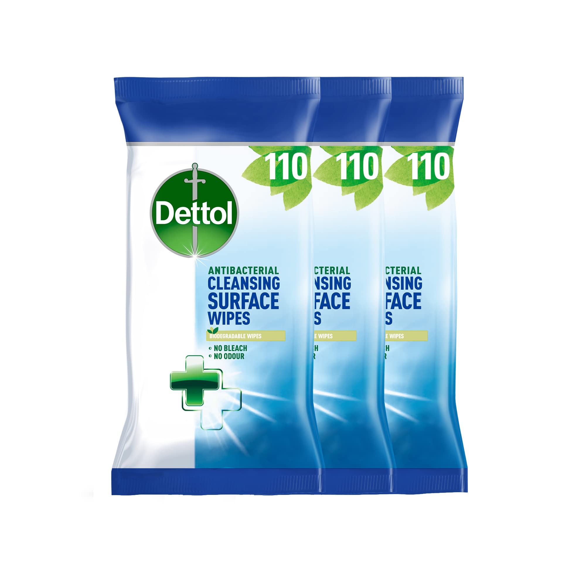 71BhR-O3EAL Dettol Antibacterial Surface Cleaning Wipes, 330 Wipes, Pack of 3 x 110 - Image 1