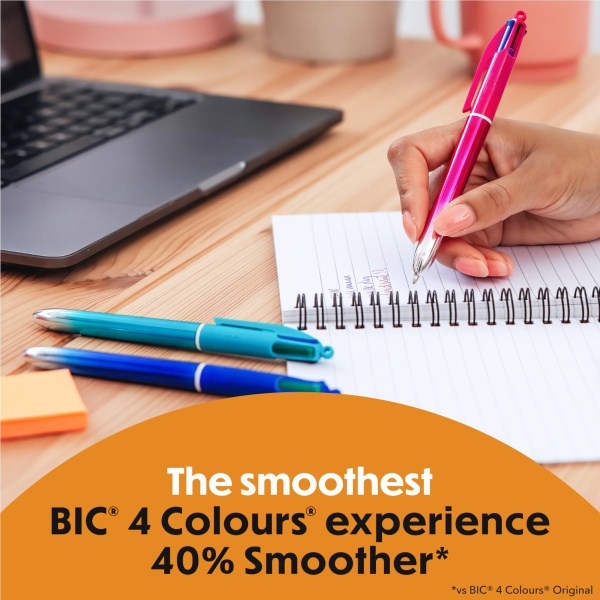 BIC 4 Colours Gradient Smooth Ink Retractable Multicoloured Ball Pen Pack of 5 - Image 6