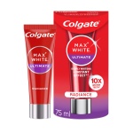 Colgate Max White Ultimate Radiance Whitening Toothpaste 75ml - 10X Whiter Teeth* - Instant Teeth Whitening Toothpaste^ - Deeply* Whitens - Helps Prevent Future Stains - Enamel Safe For Daily Use