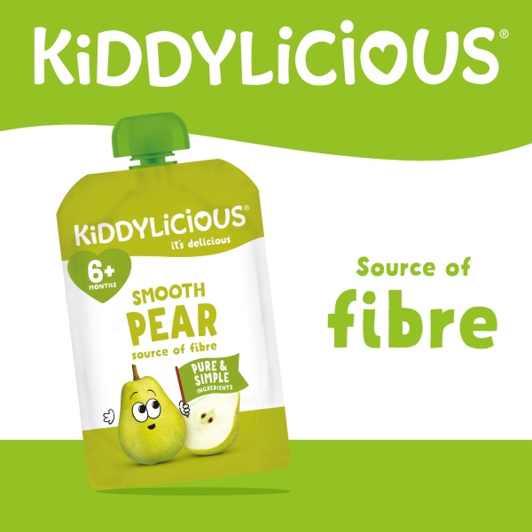 Kiddylicious Smooth Pear Pouches - Delicious Pouches for Babies - Suitable for 6+ Months - 100g x 6 Packs - Image 3
