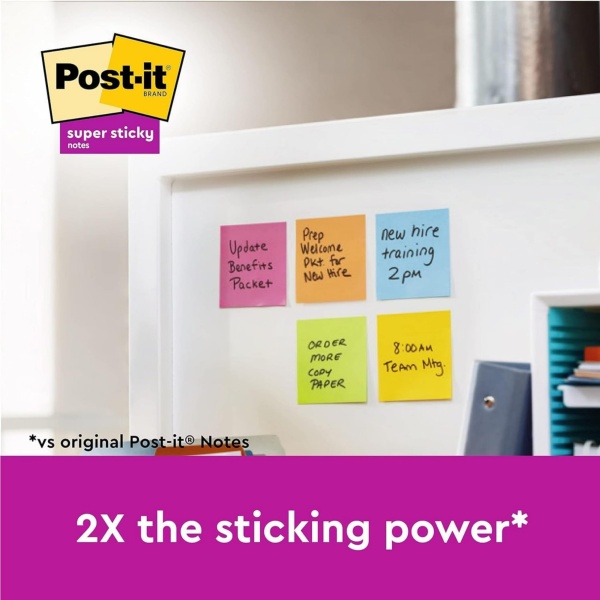 Post-it Super Sticky Notes, Stick Longer Without Falling, 76 mm x 76 mm, 6 Pads, 540 Sheets, Yellow, Blue, Green, Pink, Orange Colors - Self-Sticking Notes for Walls, Monitors and Fridge - Image 13