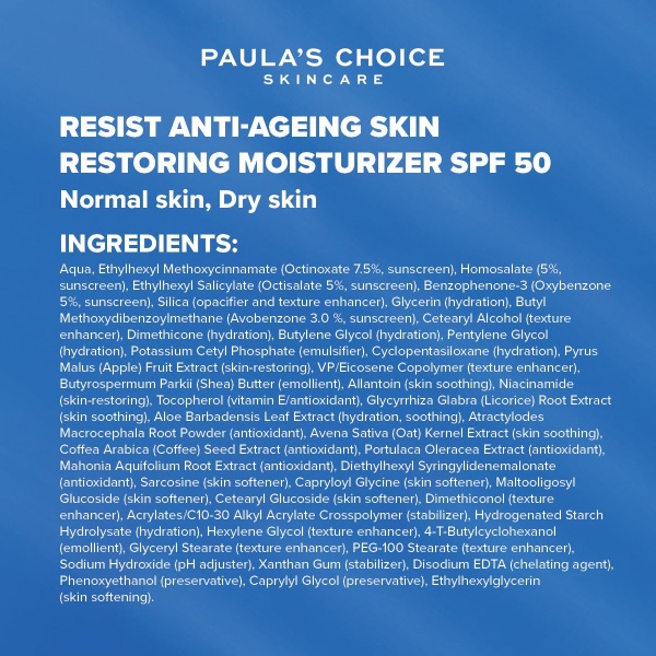 Paula's Choice RESIST Anti Aging Skin Restoring Moisturiser SPF 50 - Hydrates Dry Skin - Protects from Sun Damage - Reduces Brown Spots - with Shea Butter & Niacinamide - Normal to Dry Skin - 60 ml - Image 2