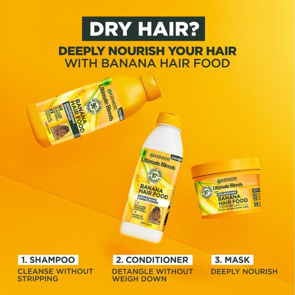 Garnier Hair Food Multi-use Hair Treatment Mask, Nourishes and Conditions, Ideal for Dry Hair, No Silicones, Vegan Formula, Banana, Ultimate Blends, 400ml - Image 5