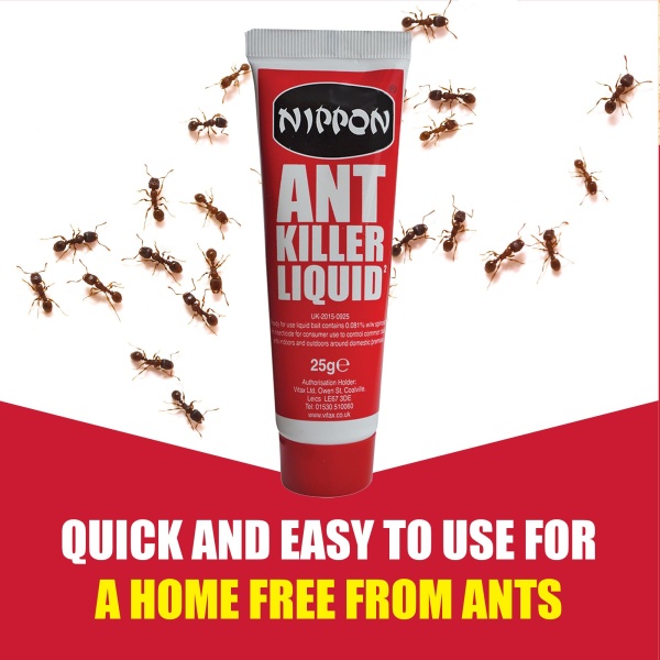 Nippon Ant Killer Liquid Insect Control, Suitable For Use Indoors And Outdoors, Kills Ants & Their Entire Colony, Usable With Bait Station Or Standalone - 25G - Image 2