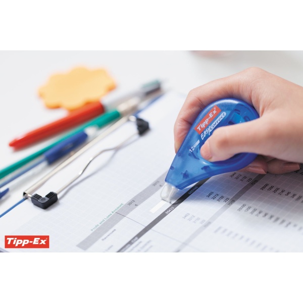 Tipp-Ex Extra Long - Easy To Correct - Tear-Resistant Correction Tape - Polyester Film - Value Pack, (Box of 2 + 1 Free),Blue - Image 4