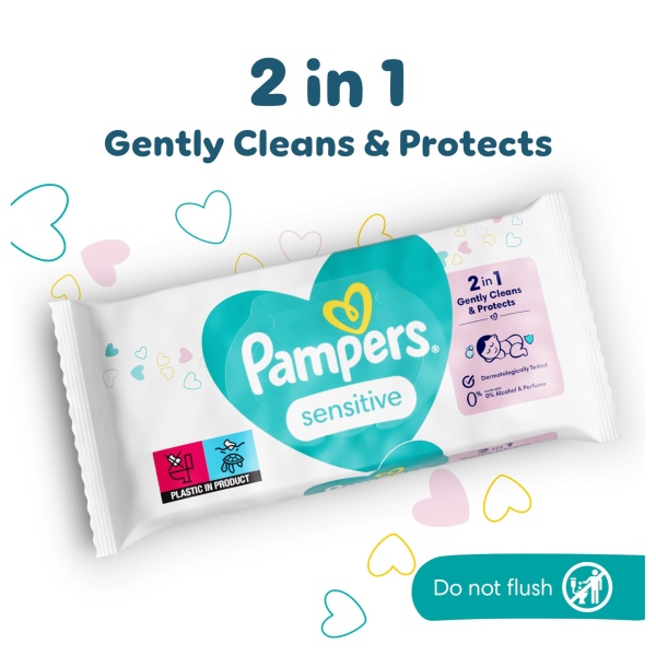 Pampers Sensitive Baby Wipes 15 Packs of 80 = 1200 Baby Wet Wipes, Unscented, For a Soft And Gentle Clean - Image 6