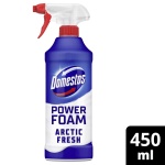 Domestos Power Foam Arctic Fresh Toilet & Bathroom Cleaner Spray sprays upside down & eliminates 99.99% of germs* for cleaning inside the toilet & around the bathroom 450 ml - Image 7