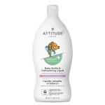 ATTITUDE Baby Washing-Up Liquid and Bottle Cleaner, EWG Verified, No Added Dyes or Fragrances, Tough on Milk Residue and Grease, Vegan, Sweet Lullaby, 700 mL