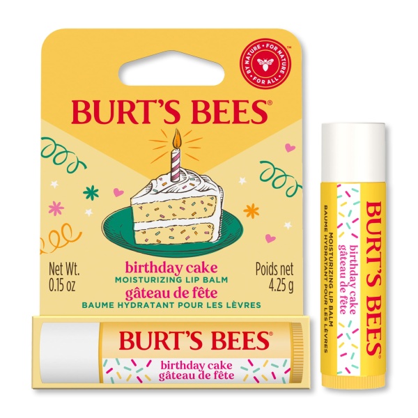 Burt's Bees Lip Balm Birthday Cake, Moisturising Lip Balm With Beeswax and Vitamin E, 100% Natural Origin, 4.25g - Image 1