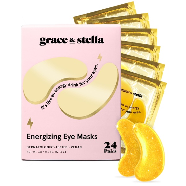 Under Eye Mask - Reduce Dark Circles, Puffy Eyes, Undereye Bags, Wrinkles - Gel Under Eye Patches, Vegan Cruelty-Free Self Care by grace and stella (24 Pairs, Gold) - Image 1