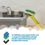 Dishmatic Value Pack Kit – 1x Refillable Washing-Up Liquid Dispensing Handle with 6X Replaceable General-Purpose Sponge Heads – Antibacterial Kitchen Washing-Up Handle with Easy-Grip Handle - Image 6