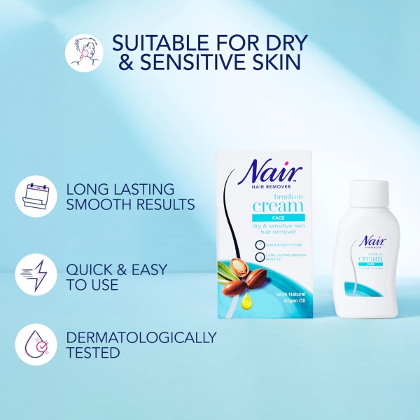 Nair Nourish Facial Brush-On - Hair Removal Cream for Face & Body - Ultra precision - for Dry & Sensitive Skin - with Argan Oil - 50ml - Image 4
