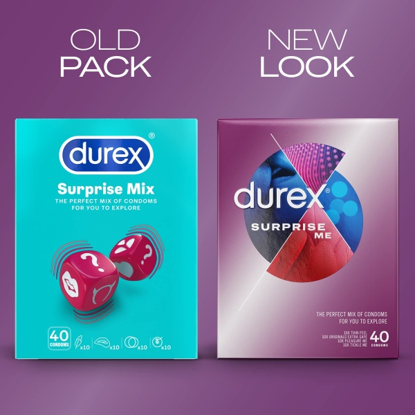 Durex Surprise Me Variety Pack, 40 Condoms, Thin feel, Extra Safe, Pleasure Me, Tickle Me, With Silicone Lube, Condoms Bulk for men, Regular Fit, Ribbed and Dotted, Easy on Shape, Teat Ended - Image 11