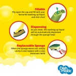 Dishmatic Value Pack Kit – 1x Refillable Washing-Up Liquid Dispensing Handle with 6X Replaceable General-Purpose Sponge Heads – Antibacterial Kitchen Washing-Up Handle with Easy-Grip Handle - Image 7