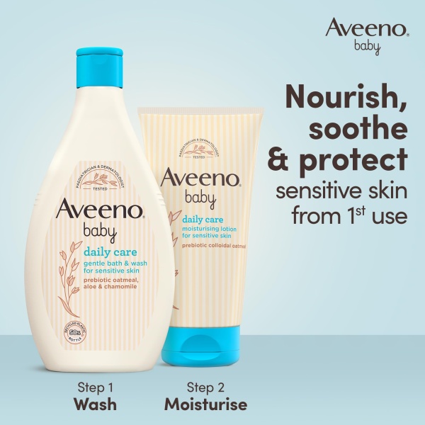Aveeno Baby Daily Care Moisturising Lotion (1x 150ml), Soothing Baby Cream to Provide 24-Hour Hydration Suitable for Newborns and Infants, Gentle Lotion for Dry, Sensitive Skin Prone to Eczema - Image 2