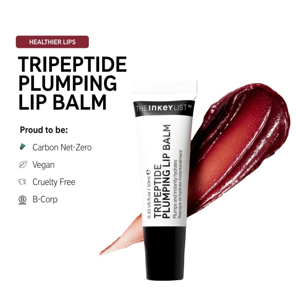 The Inkey List Tripeptide Plumping Lip Balm 10ml, Clinically Proven Plumping Tinted Lip Care, Hydrates Dry Cracked Lips, Vegan & Cruelty Free, Berry Tint - Image 2