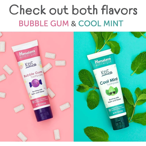 Himalaya Botanique Kids Toothpaste | Bubble Gum Flavor | Reduces Plaque and Makes Teeth Stronger | Increases Teeth-Gum Grip | Fluoride Free, Vegan & Gluten Free- 80g - Image 3