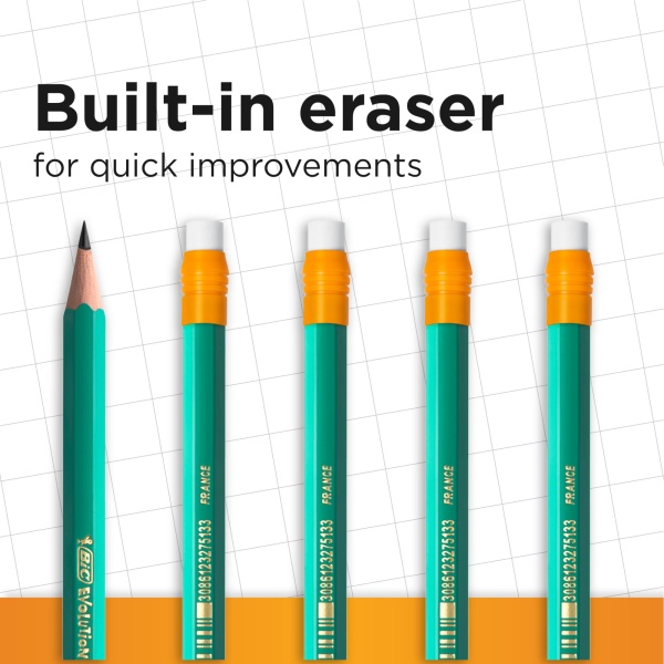 BIC Ecolutions Evolution 655 HB Pencil with Eraser (Pack of 12), Green - Image 5
