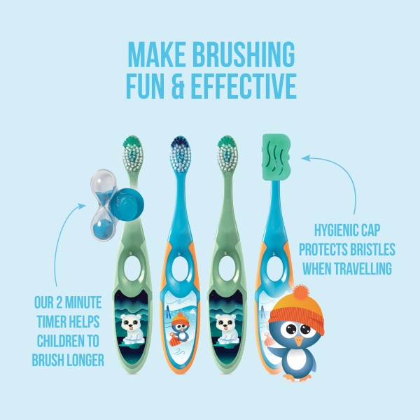 Jordan® | Step 2 Toothbrush for Children | Toothbrush for Ages 3 to 5 Years | Soft Bristles, Double Ergonomic Handle and BPA Free | Colour Blue and Green | Pack of 4 - Image 7
