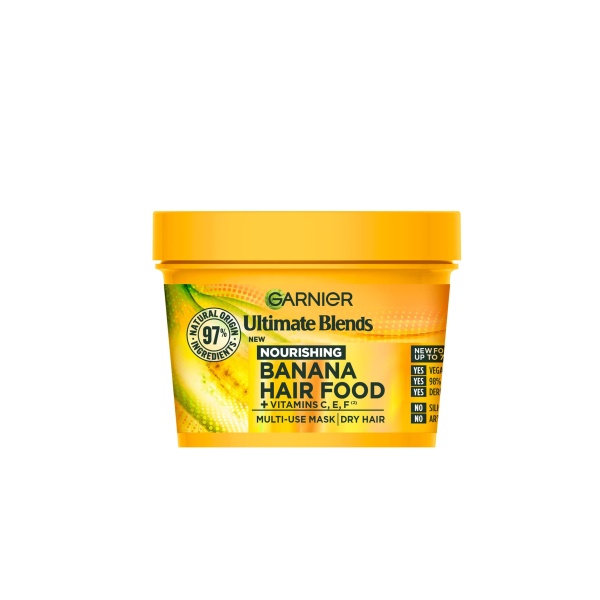 Garnier Hair Food Multi-use Hair Treatment Mask, Nourishes and Conditions, Ideal for Dry Hair, No Silicones, Vegan Formula, Banana, Ultimate Blends, 400ml - Image 1