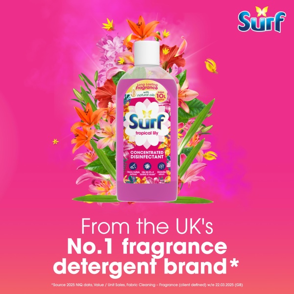 Surf Tropical Lily Concentrated Disinfectant eliminates 99.9% of germs multi-purpose cleaner for sparkling clean surfaces 240 ml - Image 5