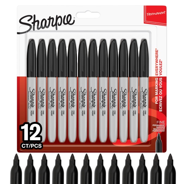 Sharpie Permanent Markers | Fine Point for Bold Details | Black Ink | 12 Marker Pens - Image 1