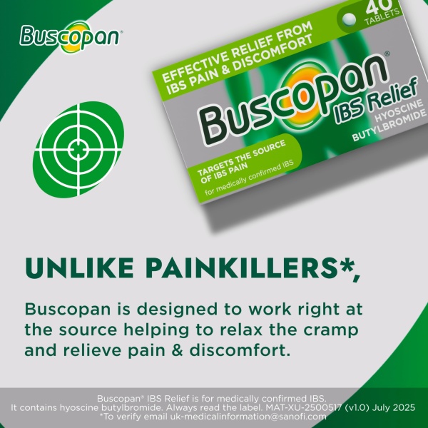 Buscopan IBS Relief - Targets the Source of IBS Pain and Cramps- starts to work in 15 minutes - 40 Tablets- - Relief from IBS Pain & discomfort, 40 Count (Pack of 1) - Image 8