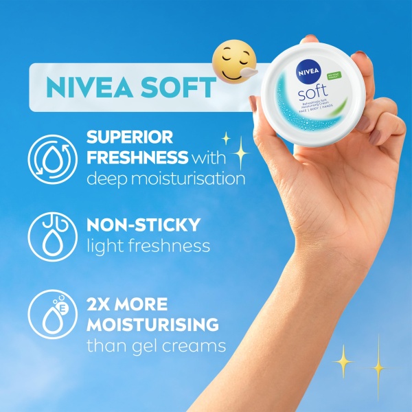 NIVEA Soft Moisturising Cream (500ml), A Moisturising Cream for Face, Body and Hands with Vitamin E and Jojoba Oil, Hand Cream Moisturises Deeply, All-Purpose Day Cream, 500 ml (Pack of 1) white - Image 7